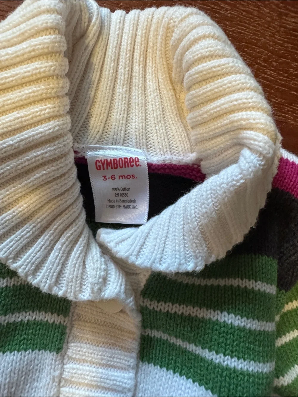 Gymboree Striped Knit Cardigan in White, Green, Pink & Yellow